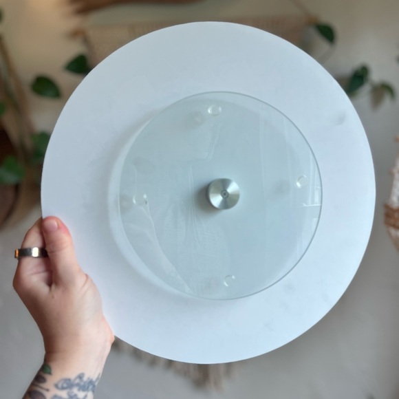 Coastal Glass Lazy Susan Seashell Rotating Serving Tray Beach House Ocean Decor - Picture 5 of 5